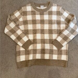 Sadie & Sage Tan and Cream Checkered Sweater